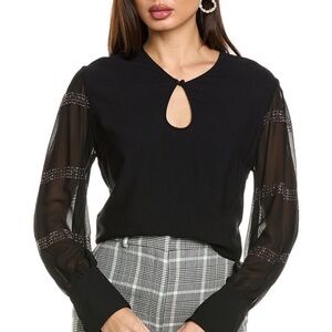 Stella McCartney Black Long Sleeve Cut Out Blouse (New w/Tag)